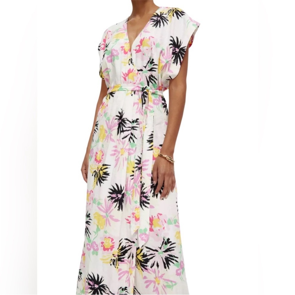 Nwt $288 Sotch And Soda Printed V-neck maxi dress